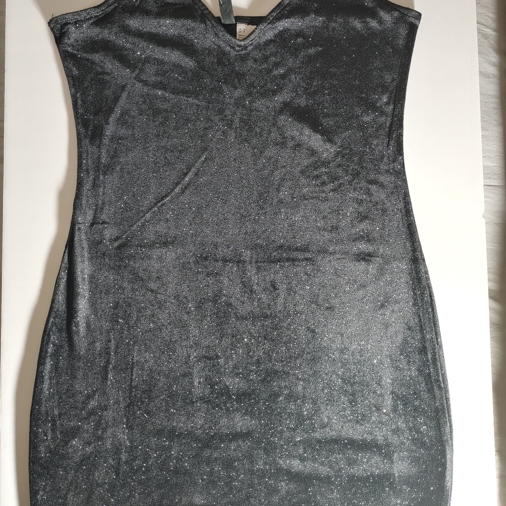 H&M velvet black dress sparkly New S